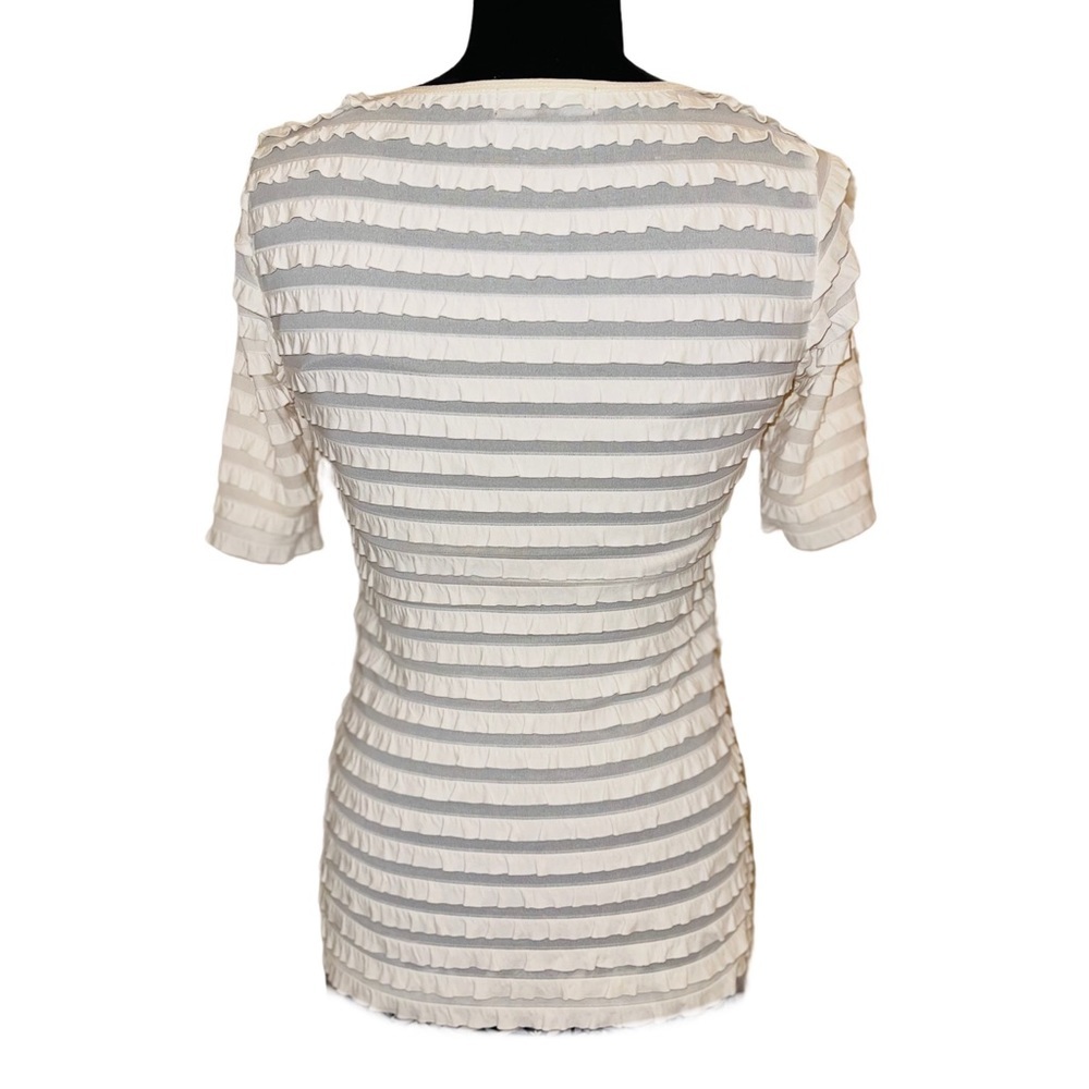 Karen Kane Ivory Ruffle Short Sleeve Blouse Size M - Picture 2 of 4
